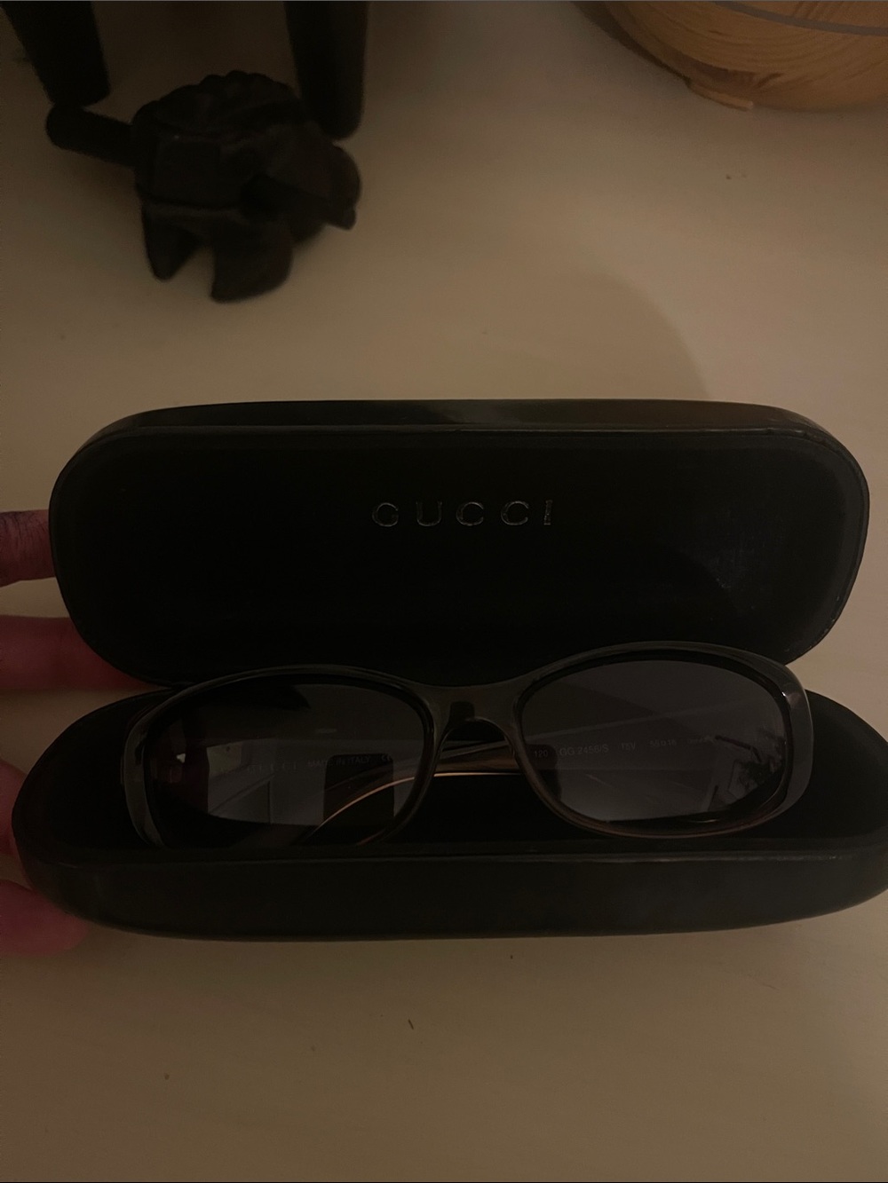 Gucci Black Rectangular Sunglasses with Dark Lenses